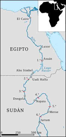 Mapa del río Nilo (Fuente. Wikipedia)